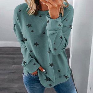 Star Patterned Sweatshirt - Teal